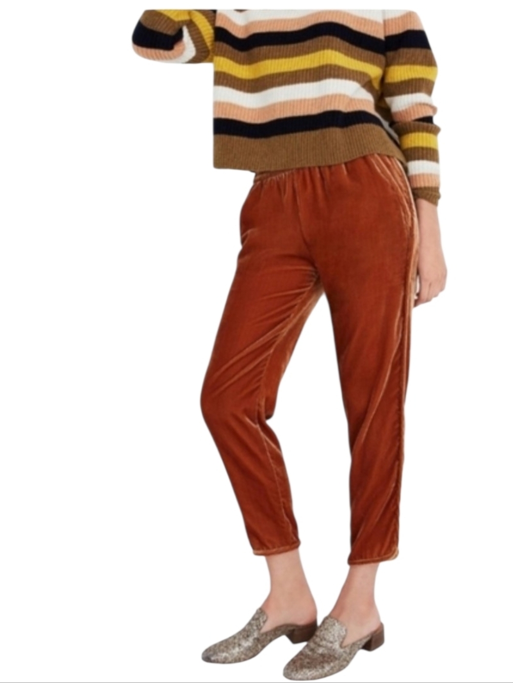 Madewell Luxe Gold Track Trousers Velvet Pants Women's Size Extra Extra Small
